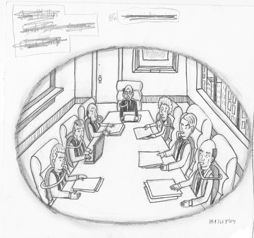 Pencil Illustration (board room)