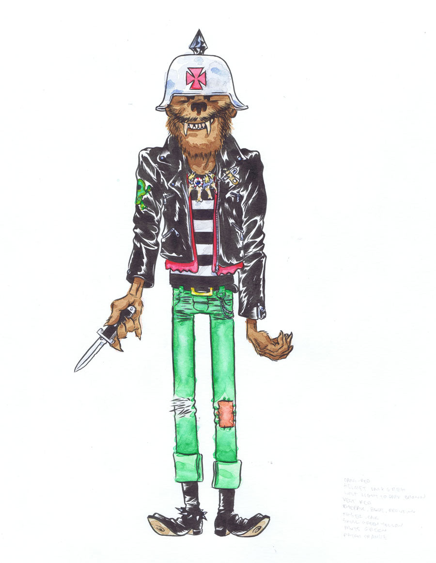 Teenager Werewolf in helmet portrait