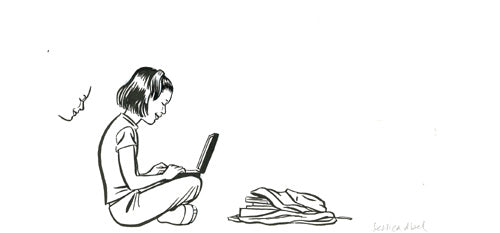 Illustration - Maggie Chin loves her library
