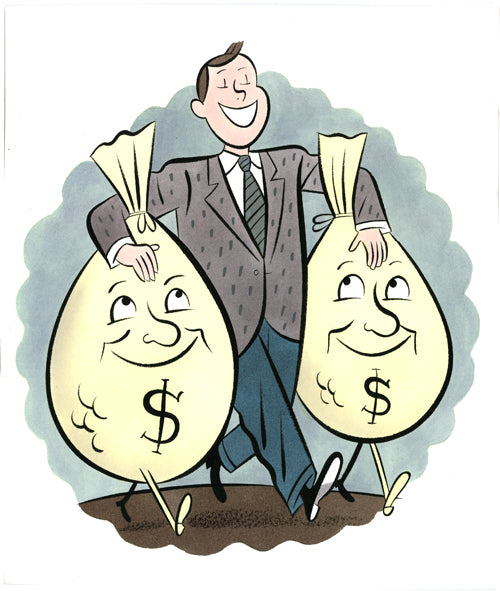 Man with two bags of Money
