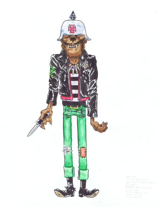 Teenager Werewolf in helmet portrait