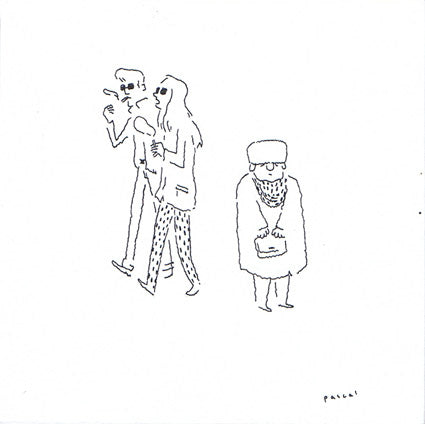 Illustration - Teens Smoking Near Old Woman
